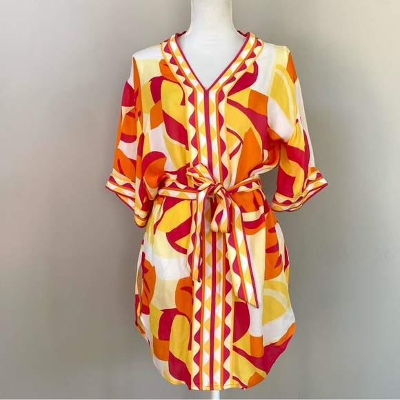 REBECCA VALLANCE Sorrento Short Waist-Tie Coverup Kimono Dress Size XS - Picture 9 of 13